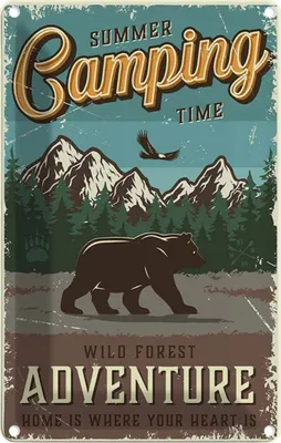 Produktbild von vianmo Blechschild 30x20 cm Summer Camping Time wild Forest Outdoor