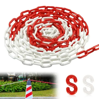Absperrkette 10 m x 6 mm Kunststoff rot-weiß mit 2 Karabinerhaken