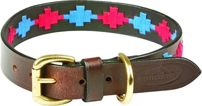 Image de Weatherbeeta Polo collier de chien en cuir WB1260 (2XL) (Marron/Rose/Bleu)