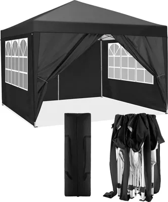 Image de Pavillon, imperméable, montage facile, noir, 3 x 3 m, noir, 3 x 3 m