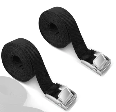 Obrázok produktu pre 2 kusy upínacích popruhov s ratuľou, dĺžka 3 metre, čierna, polyester