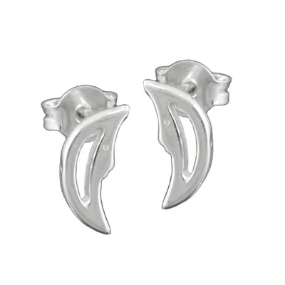 Produktbild von Ohrstecker Ohrring 12x5mm Halbmond mit Gesicht glänzend Silber 925 silber 12x5mm