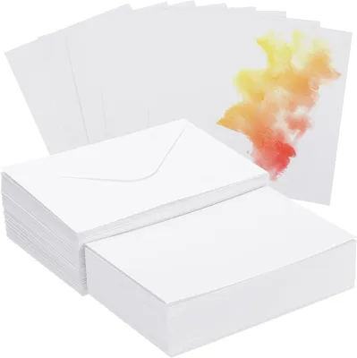 Productafbeelding van 80 Sets puur katoenen aquarel kaarten 150 lb/300 GSM ansichtkaarten met enveloppen voor kunst schilderen creatieve dank notities, 10 x 15,5 cm