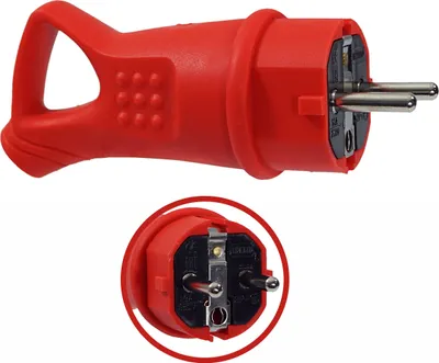 Produktbild von Schukostecker 16A 230V Gummistecker Schuko Schutzkontakt IP44 rot mit Griff
