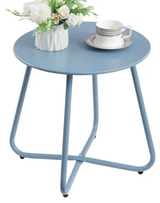 Productafbeelding van HollyHOME bijzettafel voor buiten - Ronde tuintafel/koffietafel, grijs-blauw