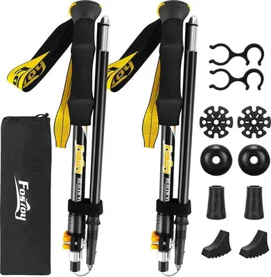 Produktbild von Famanu Wanderstöcke Nordic Walking - Leichtgewicht, faltbar, verstellbar mit Tasche und Zubehör