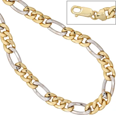 Produktbild von JOBO Figaro Collier Kette 333 Gold Gelbgold Weißgold kombiniert 50 cm Karabiner