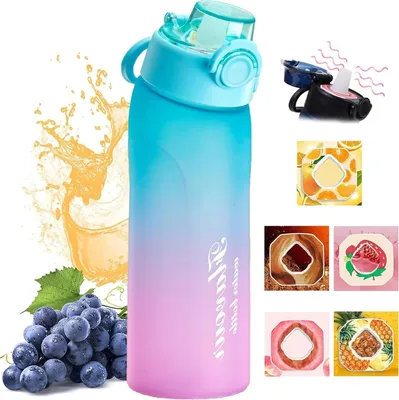 Produktbild von Air-Wasserflasche mit Aromakapseln, 720 ml Air-Wasserflasche mit Fruchtduft und 5 Kapseln, Wasserbecher mit 0 % Zucker, BPA-frei,Blau Lila