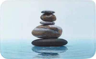 Produktbild von WENKO Badematte Badteppich Badvorleger Duschvorleger Badezimmerteppich 75x45 cm Meditation
