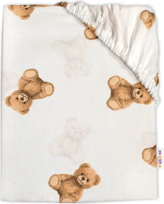 Obrázok produktu pre Prestieradlo do postieľky 120x60cm, bavlna, Mischa - biele s potlačou