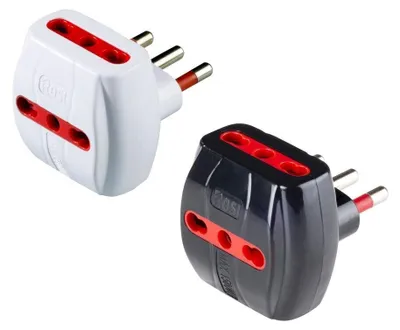 Productafbeelding van Drievoudige adapter met 10A beveiliging, merk ROSI, 2P+T - stopcontacten 10/16A 2P+T, kleur wit