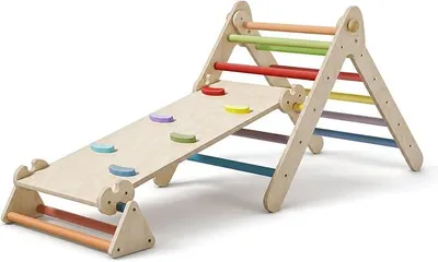 Imagen del producto de Estructura de escalada interior, triángulo de escalada 3 en 1 con tobogán, plegable
