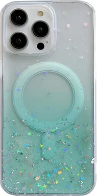 Produktbild von Für iPhone 14 Pro MagSafe Glitter Hybrid Clear TPU Phone Case (Grün)