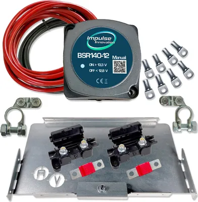 Produktbild von Zweitbatterieset | BSR140-12 140A | Automatik Trennrelais 12V | 6m 10mm² Kabel | Batteriehalter für Vivaro, Traveller, Expert, Proace, Jumpy