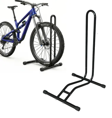 Immagine prodotto di Portabiciclette Relaxdays, 29 pollici, larghezza pneumatici fino a 6,5 cm, ruota anteriore e posteriore, da pavimento, per 1 bicicletta, supporto per bici, nero