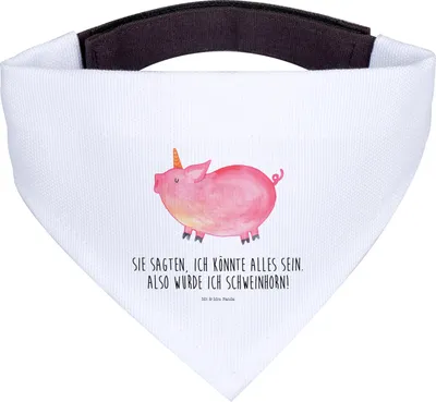 Produktbild von Mr. & Mrs. Panda Tuch Einhorn Schwein - Weiß - Geschenk, Funny, Halstuch Für Hunde, Hund, Unicorn, Einhörner, Spruch, Englisch, Schal