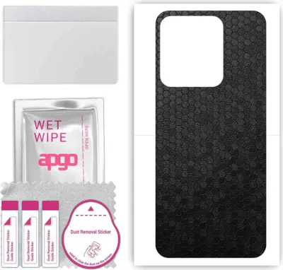 Produktbild von apgo Rückseite Schutzfolie, Skin, kompatibel mit Tecno Spark 8C, Hinten Displayschutzfolie aus Vinylfolie, kratzfest, einfache Montage - Schwarze Honigwabe