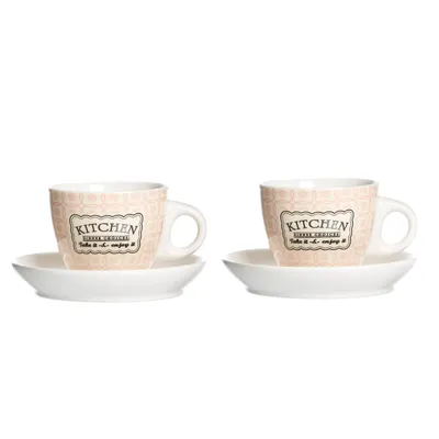 Zdjęcie produktu dla filiżanka i spodek do espresso Retro Kitchen Cream-Pastel Rose Lungo Ritzenhoff