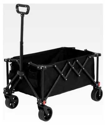 Produktbild von Faltwagen mit All-Terrain-Rädern, robuste Gartenwagen mit verstellbarem Griff, Outdoor-Nutzwagen für Camping, Einkaufen, Sport und Angeln, schwarz