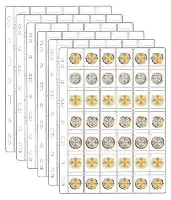Produktbild von 6-Blatt-Münzordner, Münzalbumtaschen aus Kunststoff mit 9 Standardlöchern, 42 Fächern für Münzsammler
