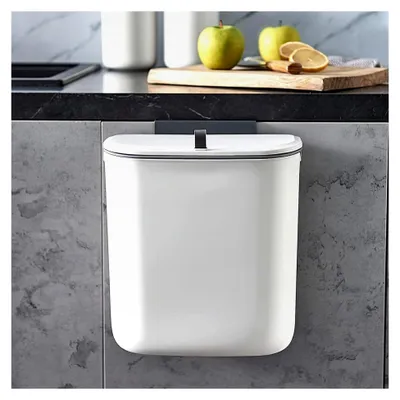 Produktbild von Küchenmülleimer mit Deckel 10L, hängender Abfallsammler, Kunststoff-Mülleimer für Wandmontage, wasserdichter Kompostbehälter für Küche, Wohnmobil, Schrank