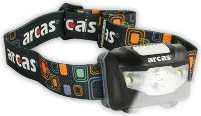 Produktbild von Arcas 307 10010, Stirnband-Taschenlampe, Schwarz, Kunststoff, IPX6, LED, 3 Lampen