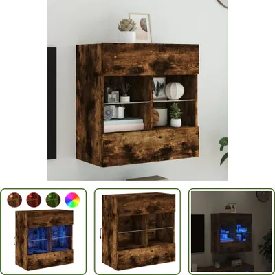 Produktbild von The Living Store TV-Wandschrank mit LED-Leuchten Räuchereiche 58,5x30x60,5 cm