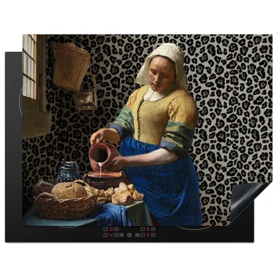 Produktbild von KitchenYeah© Herdabdeckplatte Milchmädchen - Kunst - Pantherdruck - Vermeer - Gemälde - Alte Meister , 77x59cm, Küche Deko, Glaskeramikkochfeld Herdabdeckung, Abdeckplatte fùr Kochfeld