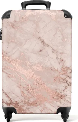 Produktbild von NoBoringSuitcases.com Hartschalen Handgepäck Koffer 55x35x20 cm, 36L, Drucke für Frauen: Rosa - Marmor, Reisekoffer mit 4 Rollen