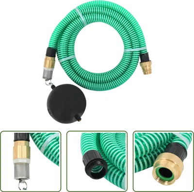 Produktbild von The Living Store Saugschlauch mit Messing-Anschlüssen Grün 1,1" 3 m PVC
