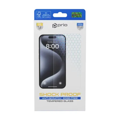 Produktbild von prio prio Shock Proof Displayschutzglas fr iPhone 16/15/15 Pro (6,1 Zoll) klar