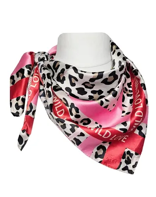 Produktbild von Nickituch LEO Creme Rosa Rot 70x70 Halstuch Satin Bandana