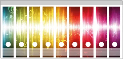 Produktbild von Wallario Ordnerrücken Sticker, selbstklebend für breite Ordner, 9 Stück, Motiv Blau-gelbe Noten der Musik