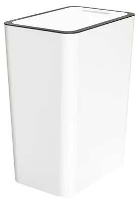 Produktbild von Press-Mülleimer mit Deckel, 15 l Fassungsvermögen, Kunststoff-Mülleimer für Badezimmer, WC, Küche, weiß
