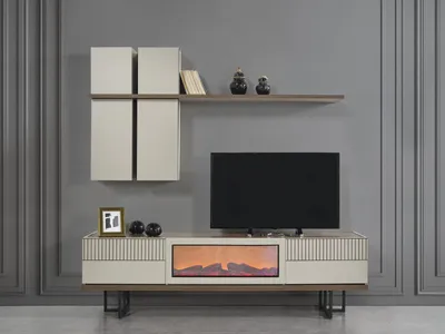 Productafbeelding van Wohnwand Sideboard mit Kamin Elektro Schrank tv Ständer rtv wohnwände Konsole