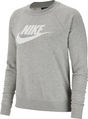 Produktbild von Nike W Nsw Essntl Crew Flc Hbr Dk Grey Heather/White L