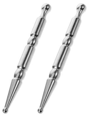 Produktbild von 2 Edelstahl Massage-Stäbe mit 2 Köpfen für Gua Sha und Akupressur