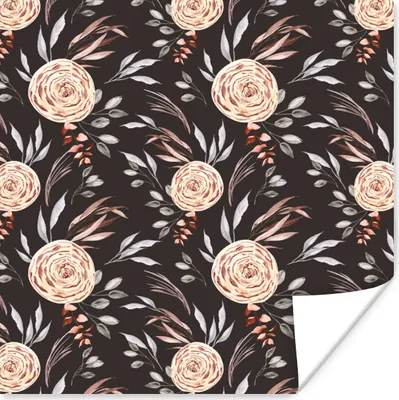 Produktbild von MuchoWow® Poster Rosen - Braun - Muster 50x50 cm - Wohnzimmerdekoration