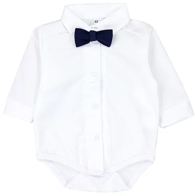 Produktbild von TupTam Jungen Baby Hemd-Body Langarm mit Kragen, Farbe: Weiß / Dunkelblaue Fliege, Größe: 80