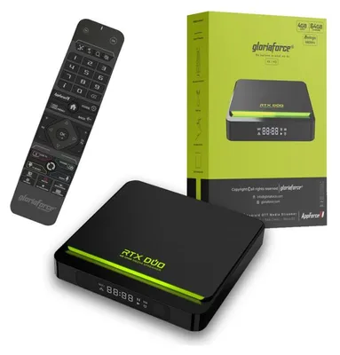 Obrázek produktu pro IP přijímač Gloriaforce RTX Duo 4K UHD Android 11 (HDR10+, 60 snímků za sekundu, duální WiFi, LAN, MicroSD, HDMI)