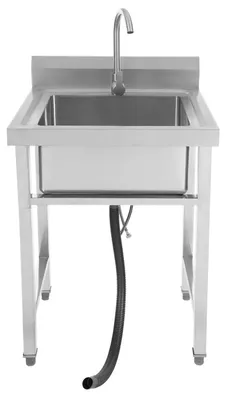 Immagine prodotto di Lavabo indipendente, acciaio inox, rubinetti acqua calda e fredda, argento