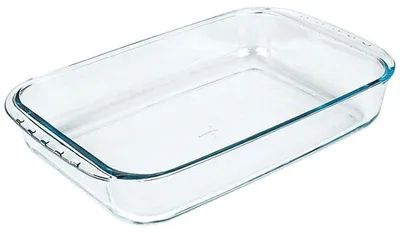 Rechteckige Backschale 5 L, gehärtetes Glas, mit Deckel