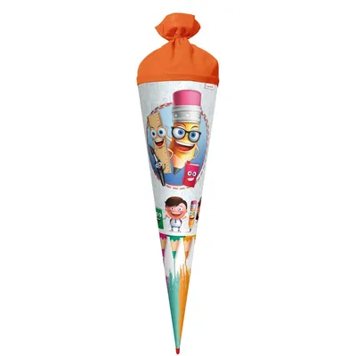 Produktbild von ROTH Schultüte groß Schulfreunde 70 cm rund Rot(h)-Spitze Filzverschluss Zuckertüte Schulanfang