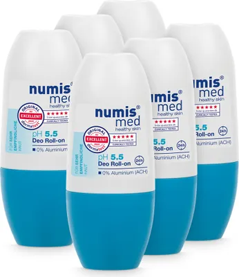 Produktbild von numis med Deo Roll On ph 5.5 - Hautberuhigendes Deodorant für sehr empfindliche & sensible Haut - Deo Roller 6x 50 ml