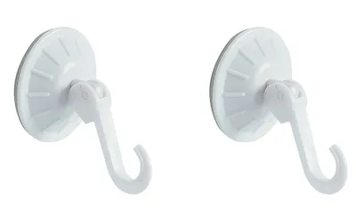 Produktbild von Spirella Handtuchhaken Haken Saugnapf Bad und Küche Handtuchhalter Kleiderhaken Ohne Bohren Ø5,5 cm – weiß – 2 Stück