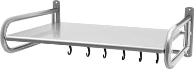 Immagine prodotto di Ripiano per microonde da parete - Scaffale per spezie da cucina - Acciaio inossidabile - Capacità di carico 30 kg - Spessore 0,68 mm - Con ganci - Salvaspazio - Argento