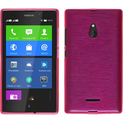 Produktbild von PhoneNatic Case kompatibel mit  Nokia XL - pink Silikon Hülle brushed + 2 Schutzfolien