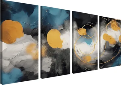 Produktbild von Wandbild Wanddeko Struktur der Malerei auf Leinwand - ökologische Tinte, Wasserfest - 4 Teilig 80x160 cm Leinwandbilder für wohnzimmer, schlafzimmer