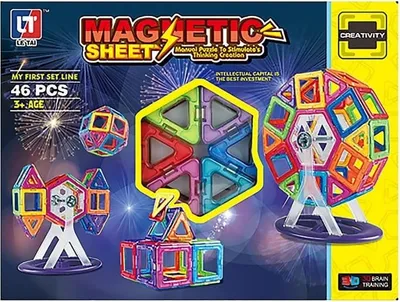 Immagine prodotto di Set di costruzioni magnetiche - Foglio magnetico da 46 pezzi