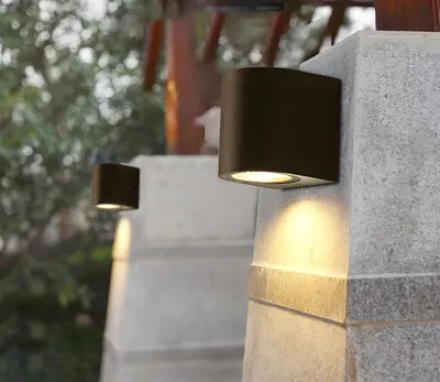 Produktbild von LUMILED Außenleuchte Außenlampe Wandstrahler Wandleuchter Außenwandleuchte Terrasse Fassade IP44 schwarz rund GU10 Downlight Eingangsleuchte